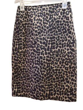 LEOPARD PRINT A-LINE SKIRT WITH SLIT